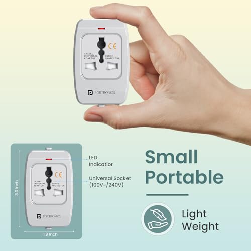 Portronics Juicemate 3 Universal Travel Adapter with 6A AC Socket Output,Universal AC Socket, All in One International Travel Fast Charging Adapter