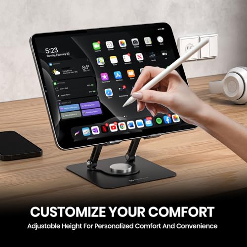 Portronics My Buddy A1, Metal Tablet Stand, 360° Rotating Base