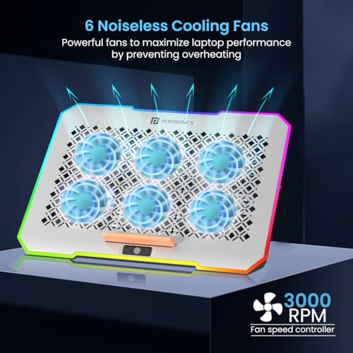 Portronics My Buddy Air Pro Laptop Cooling Pad with 6 Cooling Fans, 5-Level Angle & Height Adjustable