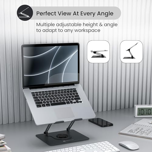 Portronics My Buddy K11 Metal Laptop Stand with 360° Rotation, 10 kg Max Weight for Laptops & MacBook
