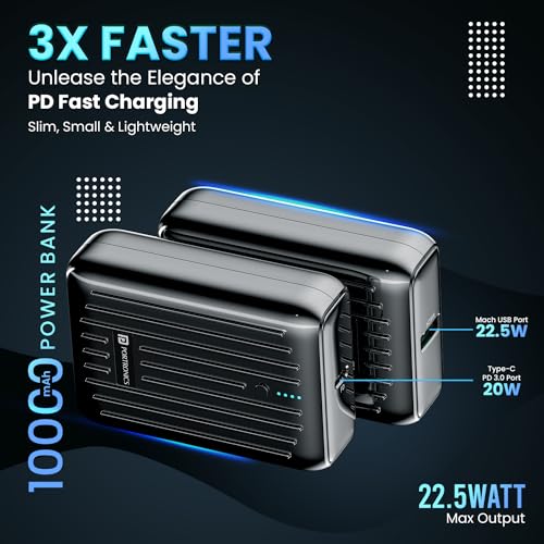 Portronics Zapcell 10k 10000mAh 22.5W Pocket Size Nano Powerbank with Compact and Light Weight Design