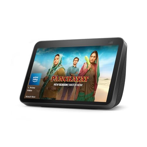 Amazon Echo Show 8 (2nd Gen) - Smart speaker with 8" HD screen, stereo sound & hands-free entertainment with Alexa (Black)