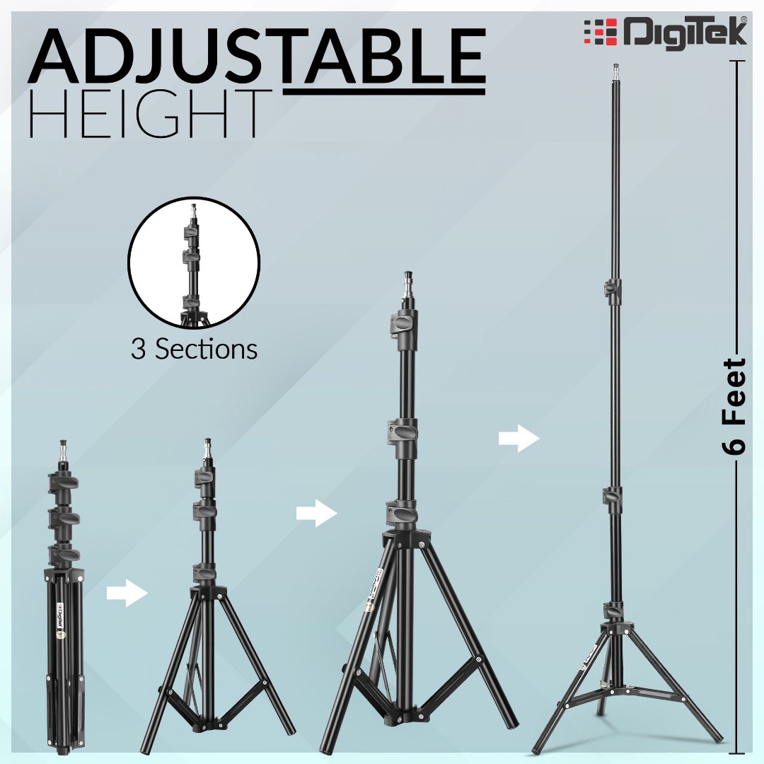 DIGITEK Lightweight & Portable 6 Feet Aluminum Alloy Studio Light Stand (DLS 006FT) Tripod