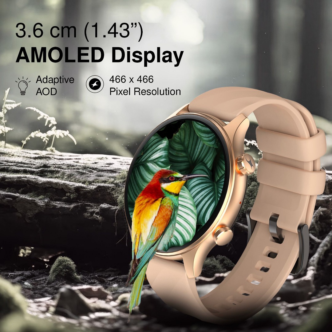Fastrack Optimus 2 Pro,36.3mm AMOLED Display,AOD,Metal Case,Working Crown,BT Calling,SOS Smartwatch