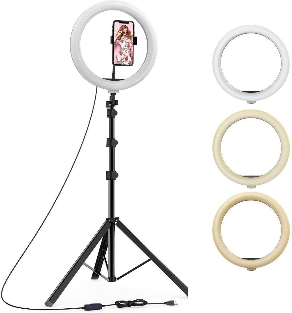 Tygot 10 Inches LED Ring Light for Camera, Phone wit