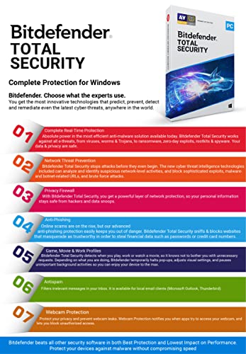 Bitdefender - 1 Computer,3 Years - Total Security | Windows | Latest Version | Email Delivery In 2 Hours- No Cd