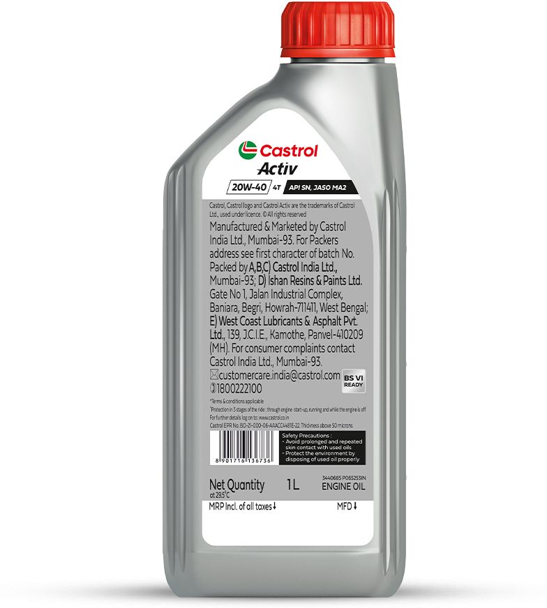 Castrol Active 4T 20W-40 Synthetic Technology Engine Oil
