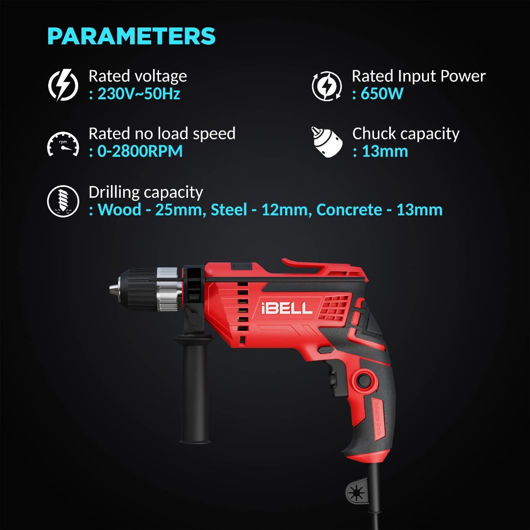 iBELL TD13-100, 2800rpm, 650W Power & Hand Tool Kit