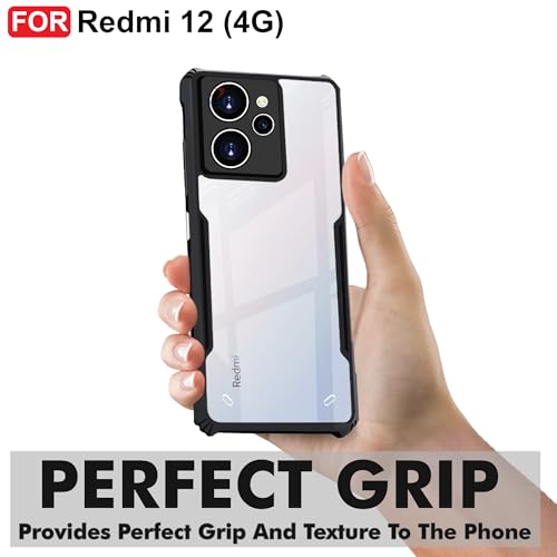 CEDO Redmi 12 (4G) Back Case Cover  Transparent Eagle Back Case Cover (Black)
