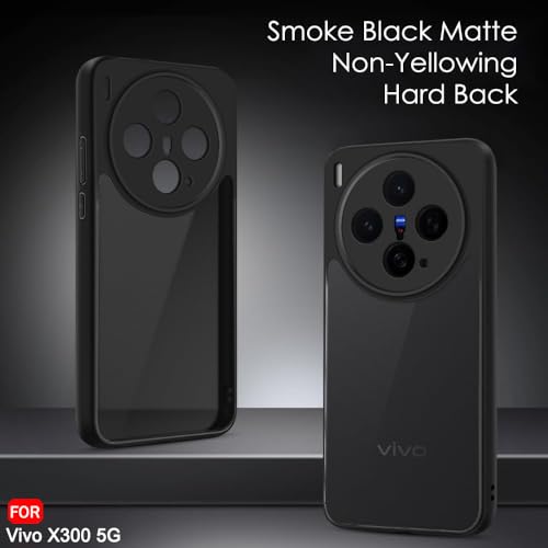 TheGiftKart Hybrid Shockproof Back Cover Case for Vivo X300 5G (PC & TPU, Translucent Smoke Matte Back, Black Sides)