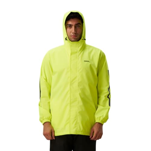 ZEEL Rain Coat for Men Waterproof Bike Riders with Adjustable Hood and Pocket Raincoat Polyester Jacket Pants Carrying Pouch