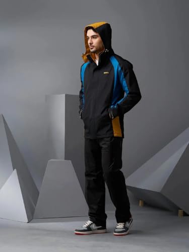 ZEEL Rain Coat For Men with Adjustable Velcro Hood, Polyester Waterproof Full Sleeves Raincoat (EJS511)