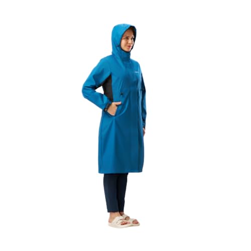ZEEL Rain Coat for Women Waterproof High Neck Polyester Rainwear with Adjustable Drawstring and Pocket, Hooded Long Rain Coat Jacket, ZKL01