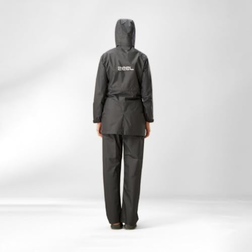 ZEEL Rain Coat for Women Waterproof with Adjustable Hood, Rainwear Suit with Polyester Jacket and Pants for Ladies