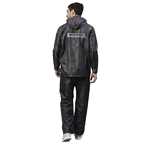 ZEEL Waterfighter Rain Coat for Men with Adjustable Hood along with inner pockets,Waterproof Rainwear Suit for Bike Riders with Polyester Jacket and Pants,WF121ECO