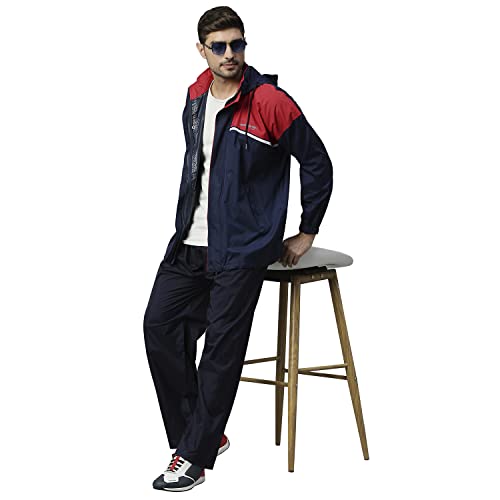 ZEEL Waterfighter Rain Coat for Men with Adjustable Hood and Pocket, Waterproof Raincoat for Bike Riders with Polyester Jacket Pant and Carrying Pouch, AZ06