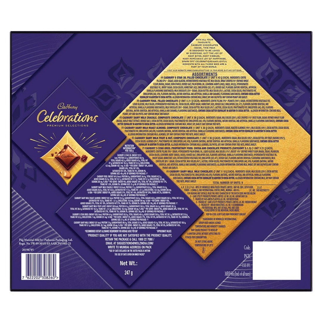 Cadbury Celebrations Premium Selections Assorted Chocolate Gift Pack, 247 g