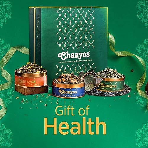 Chaayos Premium Gift Hampers ( Cinnamon, Turmeric Cardamom & Lemongrass Green Teas , Whole Leaf Tea Set )