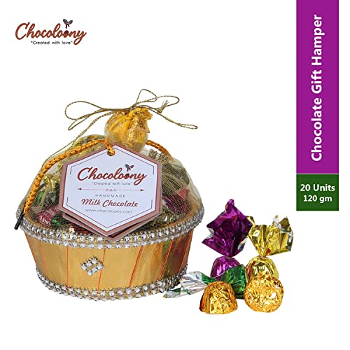 Chocoloony Chocolate Basket Gift Hamper with 20 Assorted Milk Chocolate