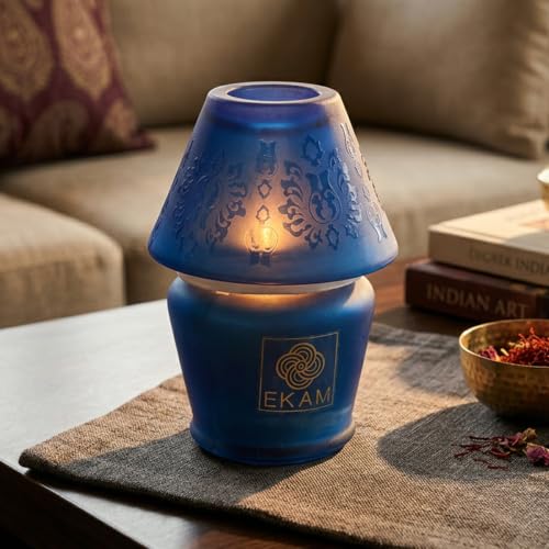 EKAM Scented Frost Glass Lampshade Candle | Black Te