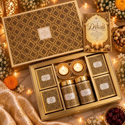 NutriSnacksBox Golden White 12-Item Diwali Gift Hamp
