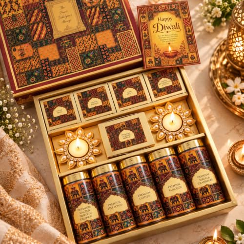 NutriSnacksBox Red Heritage 15-Item Diwali Gift Hamp