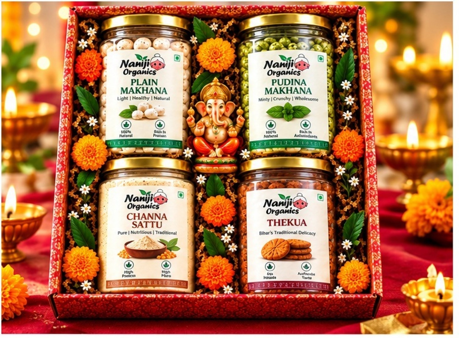 naniji natural Premium Festive Gift Box – 4 Jars Alu