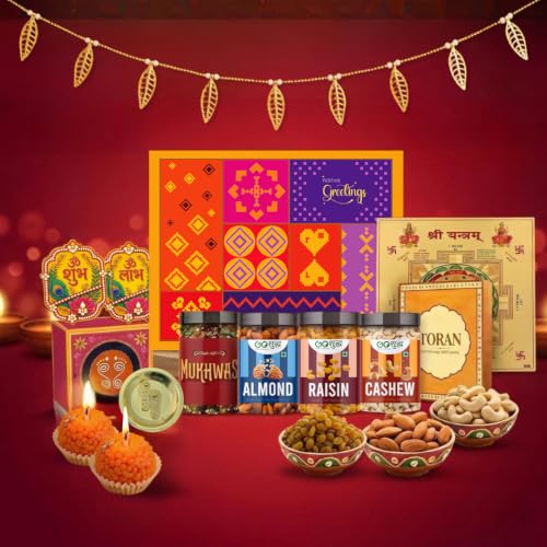 Goshudh Diwali Gift Hamper 9 Items Gift Box Almond, 