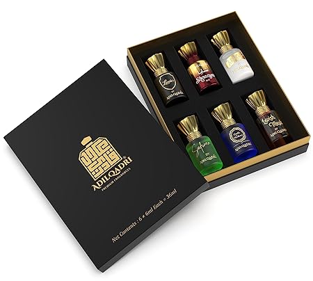 AdilQadri Assorted Luxury Alcohol Free Long Lasting Roll-On Attar Perfume Gift Set, Pack of 6