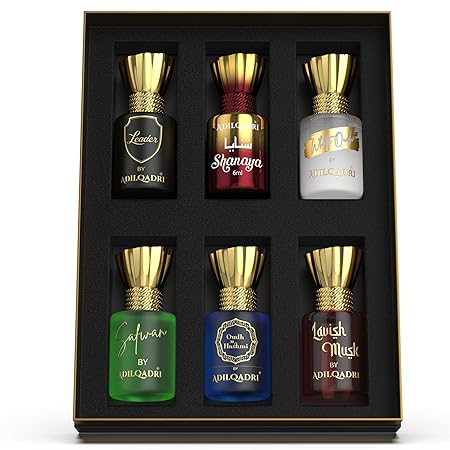 AdilQadri Assorted Luxury Alcohol Free Long Lasting Roll-On Attar Perfume Gift Set, Pack of 6