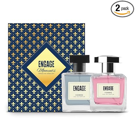 Engage Moments Luxury Perfume Gift for Men & Women, Long Lasting, Ideal Wedding Gift, Anniversary Gift, Fresh & Floral, Pack of 2