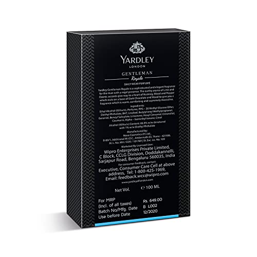 Yardley London Gentleman Royale Perfume, Fresh Wood & Dark Chocolate Notes