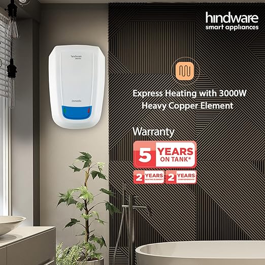 Hindware Atlantic Immedio Blue 5L 3000W Instant Water Heater