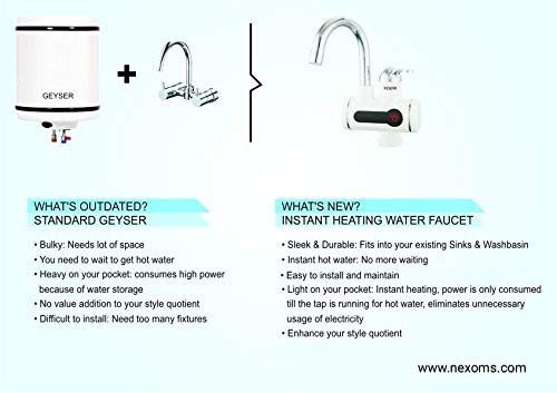 Nexoms Instant Heating Water Tap Wall Mounted with 3 Pin
