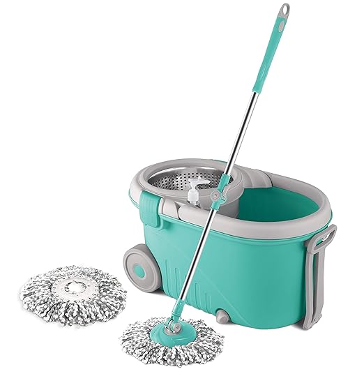 Spotzero by Milton Royale Steel Wringer Spin Mop with Big Wheels 2 Refills