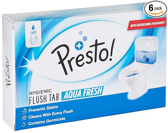 Amazon Brand Presto Hygienic Flush Tabs, Aqua Fresh (Pack of 6)