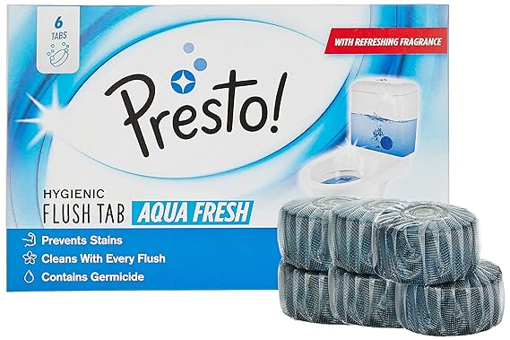 Amazon Brand Presto Hygienic Flush Tabs, Aqua Fresh (Pack of 6)