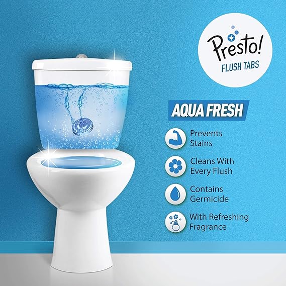 Amazon Brand Presto Hygienic Flush Tabs, Aqua Fresh (Pack of 6)