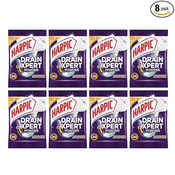 Harpic DrainXpert Drain Cleaner Powder (Pack of 8)