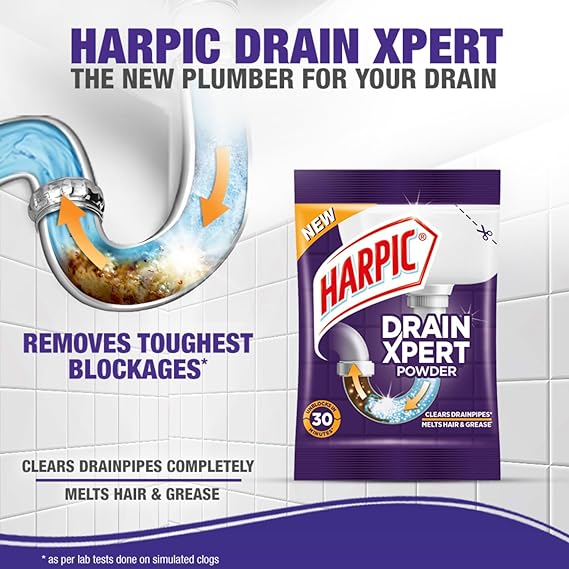 Harpic DrainXpert Drain Cleaner Powder (Pack of 8)