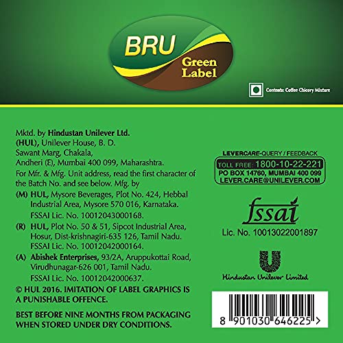 BRU Green Label Filter Coffee Powder 500 g Pouch