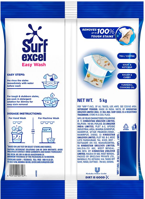Surf excel Easy Wash Detergent Powder 5 kg