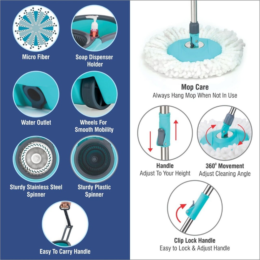 Flipkart SmartBuy STEEL SPRINKLER 3 MICROFIBER REFILLS BLUE COLOR Mop Set
