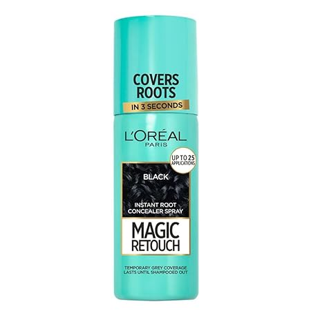 Loreal Paris Instant Root Concealer Spray, Ideal for Touching Up Grey Root Regrowth, Magic Retouch, 1 Black