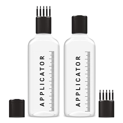 Chariot New York Plastic Hair Root Applicator Bottle With Comb Cap For Applying Hair Oil, Shampoo And Medicine, Pack of 2