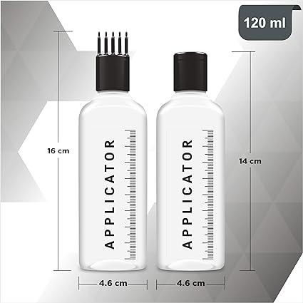 Chariot New York Plastic Hair Root Applicator Bottle With Comb Cap For Applying Hair Oil, Shampoo And Medicine, Pack of 2