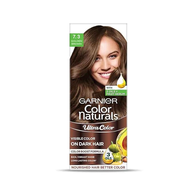 Garnier Hair Colouring Cream, Long-lasting Colour, Smoothness & Shine, Color Naturals, Shade: 7.3 Golden Brown