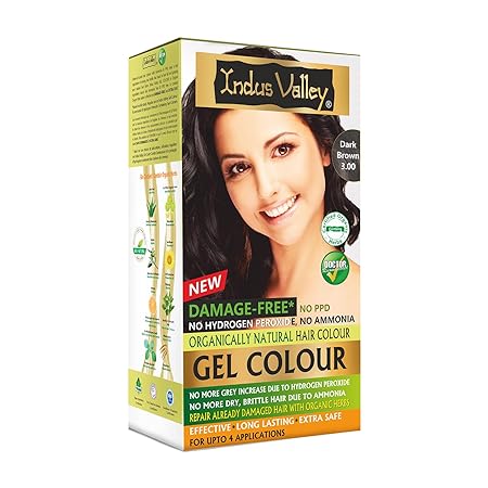 Indus Valley Damage Free Natural Gel Hair Colour for Women, Dark Brown