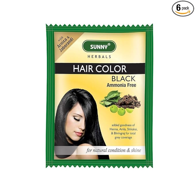 Sunny Hair Color With Unique Blend of Henna, Amla, Shikakai & Bhringraj Herbs For Men & Women, Pack of 6