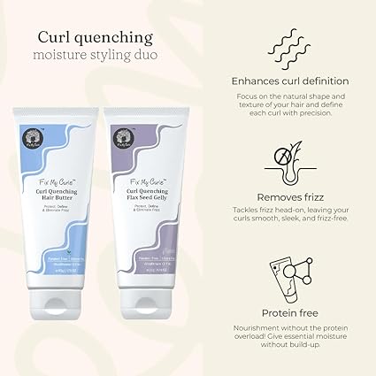 Fix My Curls Curl Quenching Moisture Styling Duo, Curl Activator with Chia & Aloe Vera